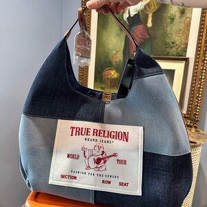 True Religion Blue Patchwork Hobo Bag